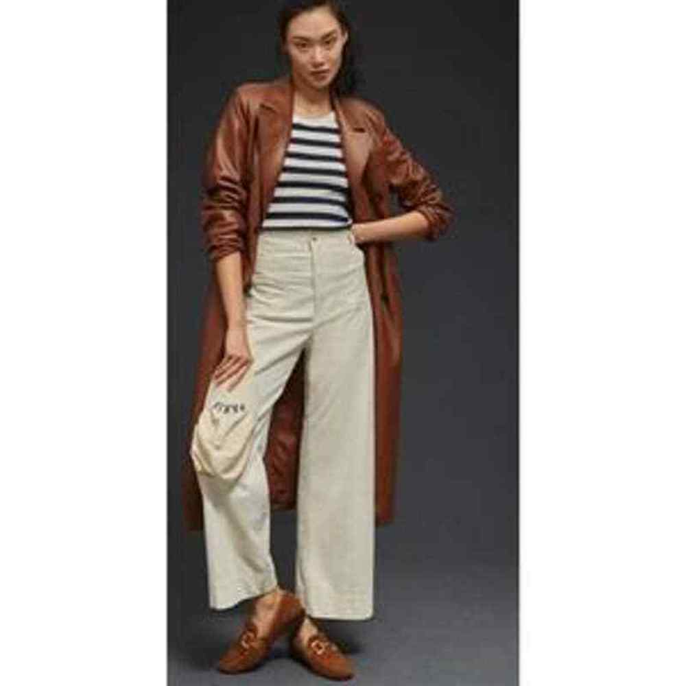 Anthropologie Maeve The Colette Cropped Wide-Leg Corduroy Pants Ivory 31